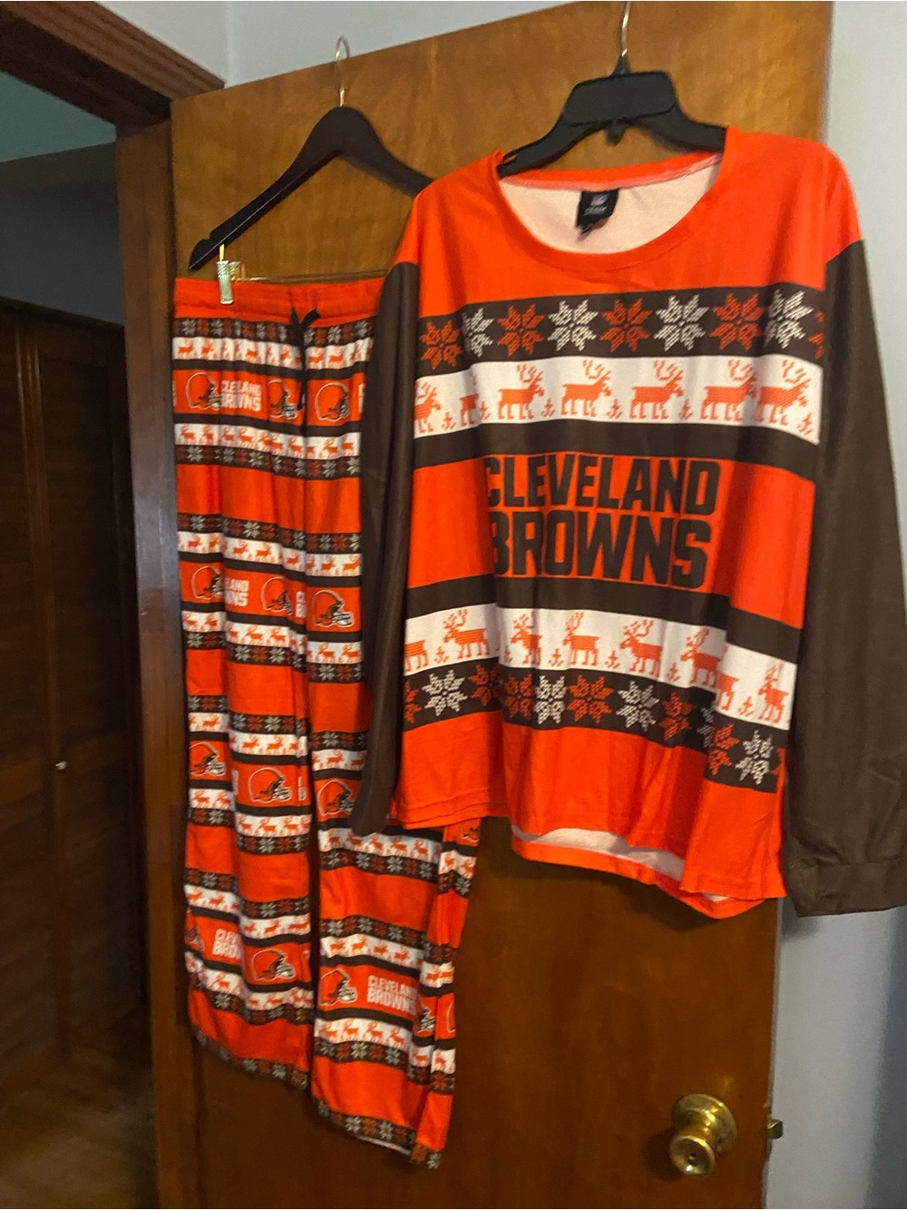 NFL Cleveland Browns Red and Brown Kids Pajama Set